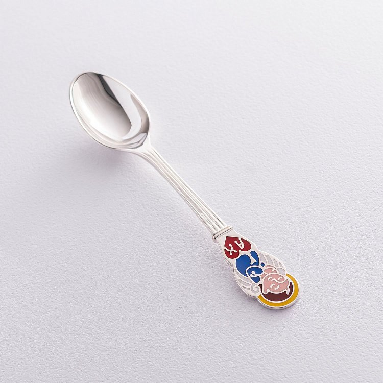 Серебряная ложка с ангелом (эмаль) 990069a от ювелирного магазина Оникс