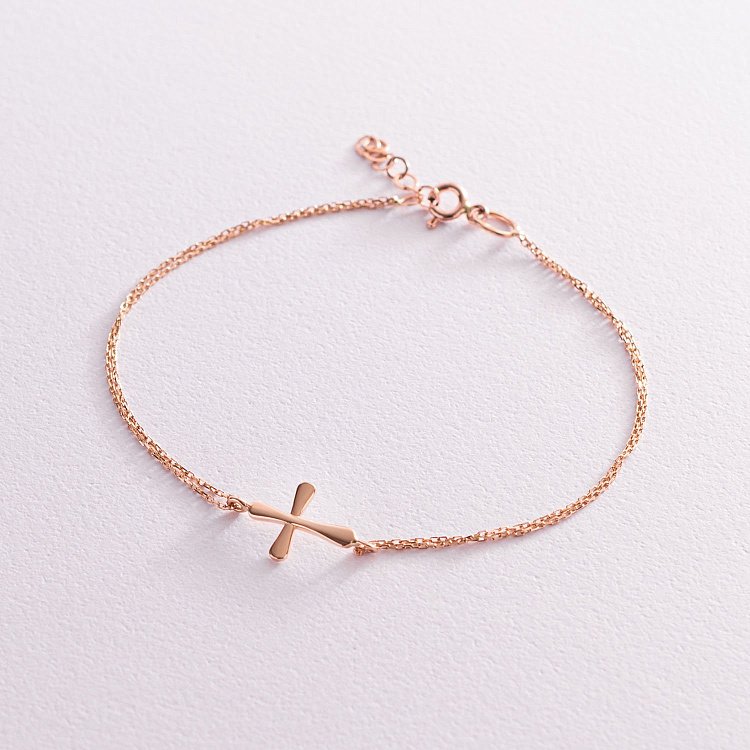 Золотий браслет з хрестиком б02949 від ювелірного магазину Онікс