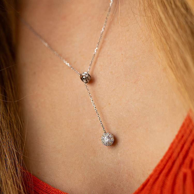 Золоте кольє - краватка з діамантами колб0150mi від ювелірного магазину Онікс - 3