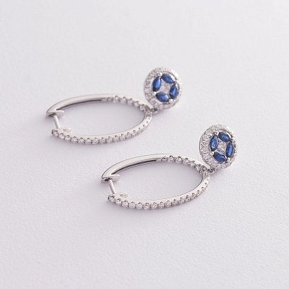 Золотые серьги с сапфирами и бриллиантами e00903mi №3