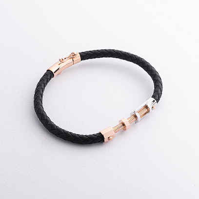 Каучуковий браслет з червоного та білого золота б05812