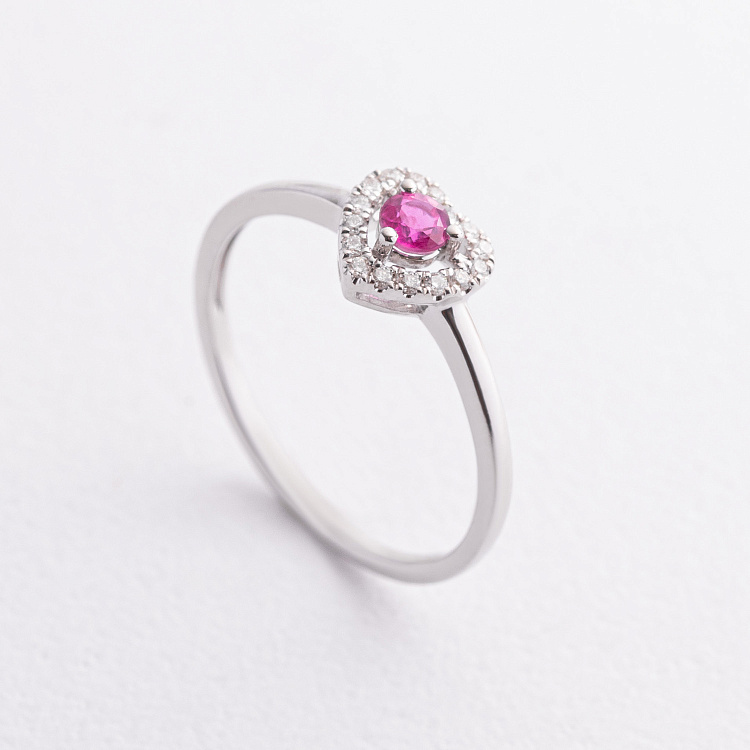 Золота каблучка "Сердечко" (діаманти, рубін) кб0620ca від ювелірного магазину Онікс