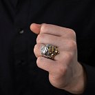 Серебряное кольцо "Череп с банданой" (чернение, позолота) 356 от ювелирного магазина Оникс - 4