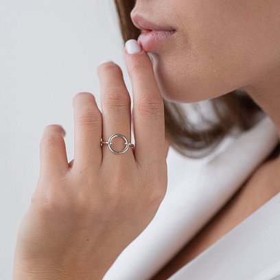 Серебряное кольцо "Круг" 112280 №3