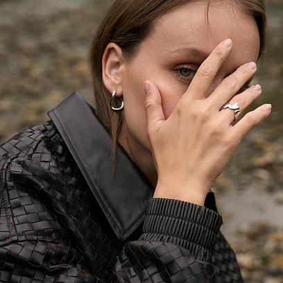 Срібна каблучка "Сердечки" 7255 №8