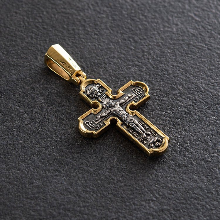 Срібний хрест з розп'яттям 132645 від ювелірного магазину Онікс - 1