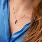 Золотой крестик с синими сапфирами и бриллиантами пб0294nl от ювелирного магазина Оникс - 3