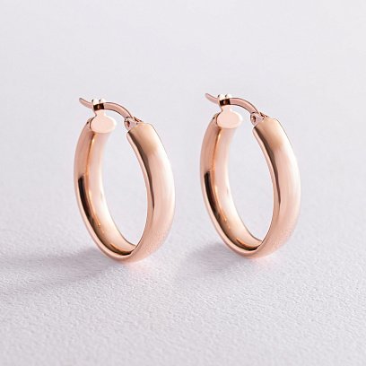 Овальні сережки у червоному золоті с07858