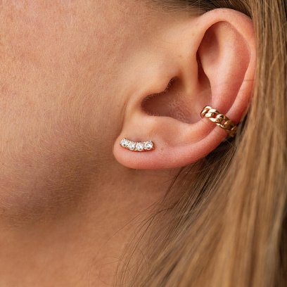 Серьги - пусеты "Lora" с фианитами (красное золото) с09097 №4