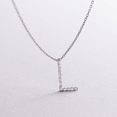 Золоте кольє з літерою "L" з діамантами 133781121