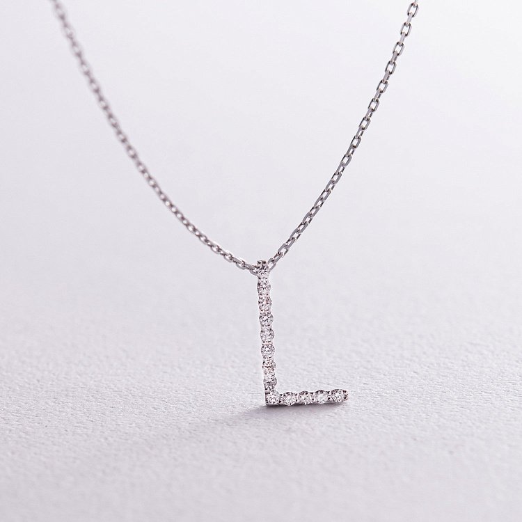 Золоте кольє з літерою "L" з діамантами 133781121 від ювелірного магазину Онікс