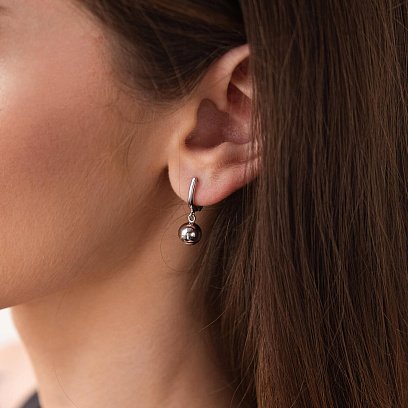 Серьги "Шарики" в белом золоте с07977 №4