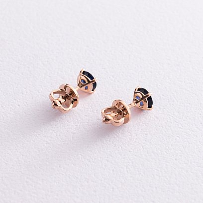 Золоті сережки - пусети "Кетрін" з сапфірами 23267 №4