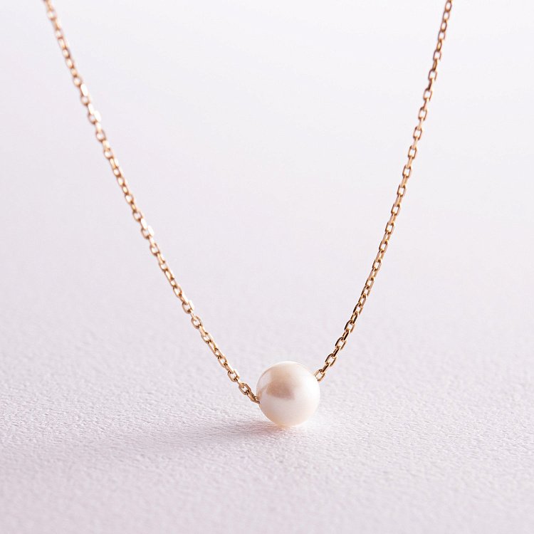 Колье "Жемчужина на цепочке" (желтое золото) кол02273 от ювелирного магазина Оникс - 9