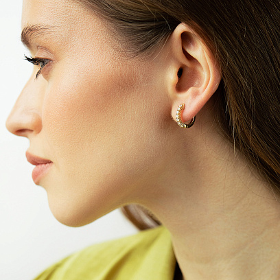 Сережки - кільця в жовтому золоті (діаманти) сб0731ri №2