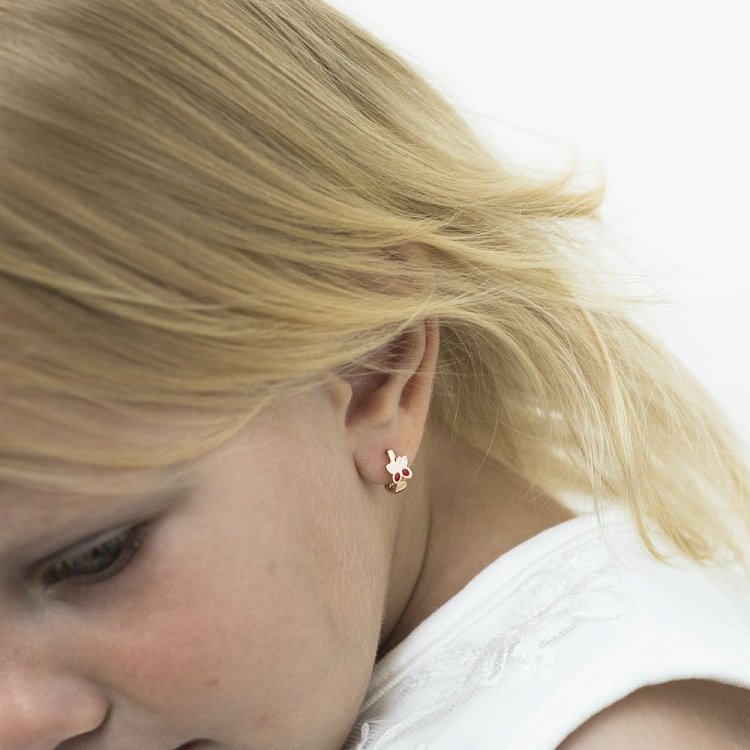 Детские золотые серьги "Бабочки" с эмалью с02159 от ювелирного магазина Оникс - 3