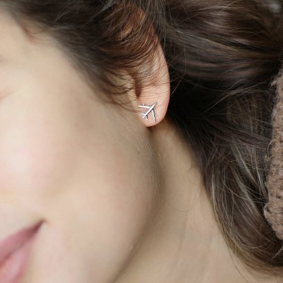 Золоті сережки-пусети "Літачок" с06678 №6