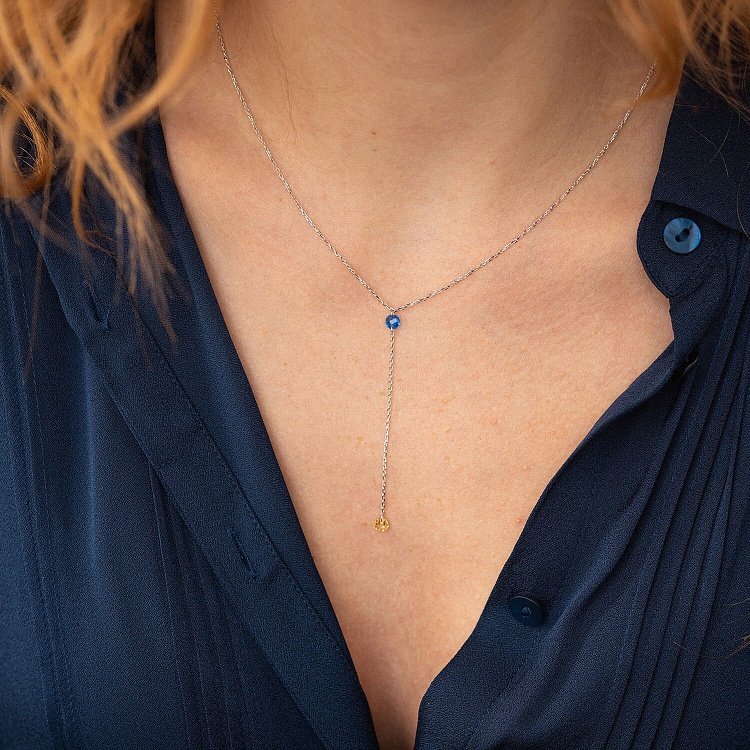 Колье - галстук "Colors of freedom" в белом золоте (фианиты) кол02328 от ювелирного магазина Оникс - 3