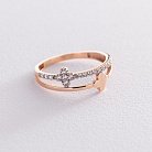 Золотое кольцо "Клевер" с фианитами к05169 от ювелирного магазина Оникс