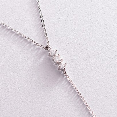 Серебряное колье - галстук с фианитами 181177 №5