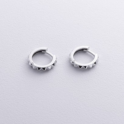 Серьги - кольца "Mona" в белом золоте с08852 №3