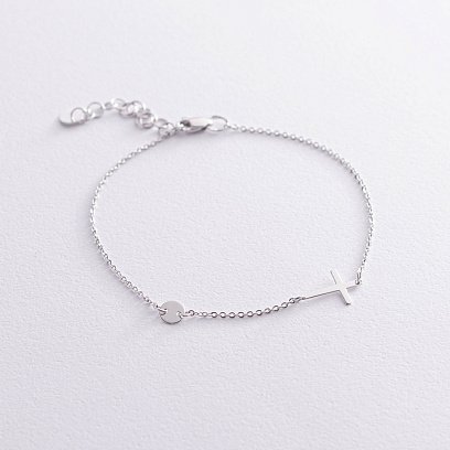 Браслет с крестиком в белом золоте 820154В