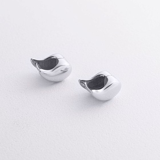 Серьги "Капельки" в белом золоте с09687 №3