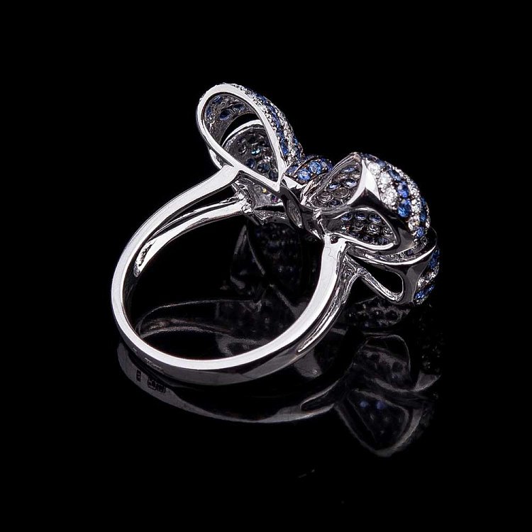 Золотое кольцо с сапфирами и бриллиантами MR15244gm от ювелирного магазина Оникс - 1