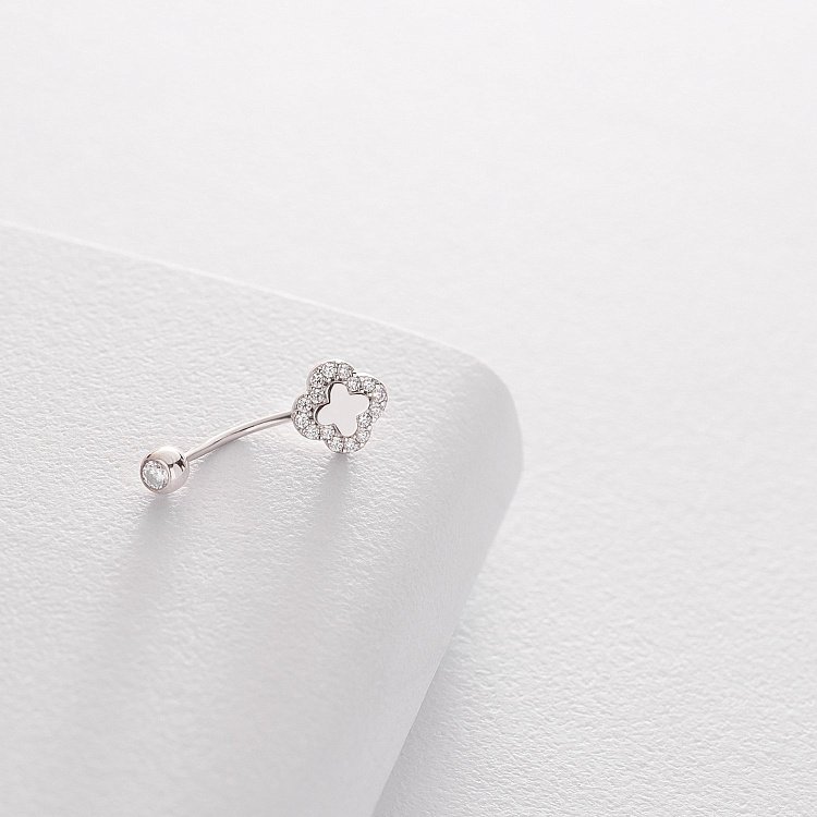 Золотий пірсинг "Конюшина" (фіаніт) пир00234 від ювелірного магазину Онікс - 3