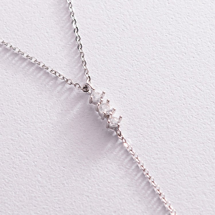 Серебряное колье - галстук с фианитами 181177 от ювелирного магазина Оникс - 5