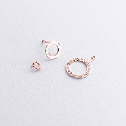 Серьги - джекеты "Sophia" в красном золоте (фианиты) с09093 №3