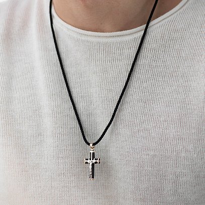 Золотий православний хрест "Розп'яття. Спаси і Збережи" (каучук)  940011 №2