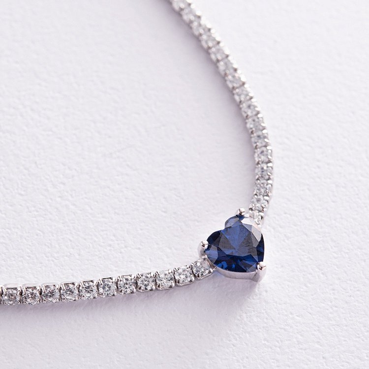 Срібне кольє - чокер "Сердечко" з фіанітами 181259 від ювелірного магазину Онікс - 7