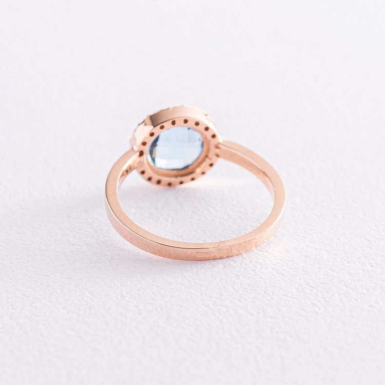 Золотое кольцо с голубым и белыми фианитами к06759 от ювелирного магазина Оникс - 3