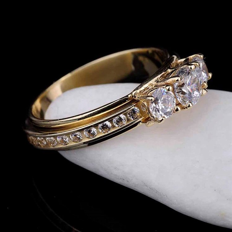 Золота каблучка "Любив, люблю і буду любити" (жовте золото) к03101 від ювелірного магазину Онікс - 2