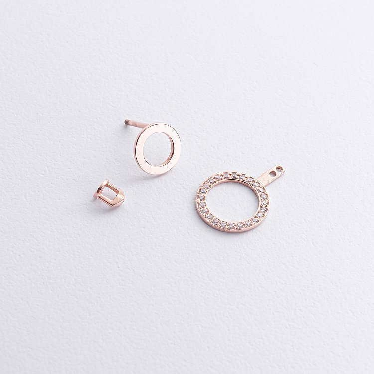 Серьги - джекеты "Sophia" в красном золоте (фианиты) с09093 от ювелирного магазина Оникс - 2