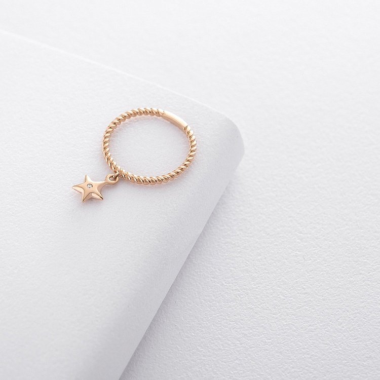 Золота каблучка "Зірка" (фіаніт) к06120 від ювелірного магазину Онікс