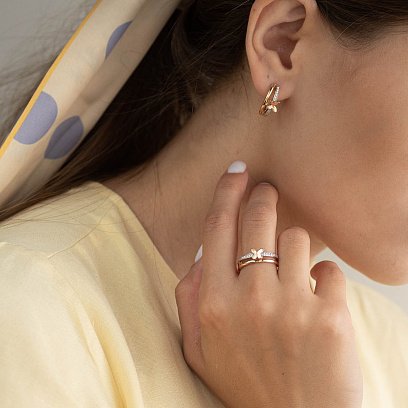 Золотое кольцо с бабочкой (фианиты) к05210 №4