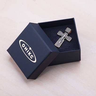 Срібний хрест "Розп'яття" з позолотою 132354 №6