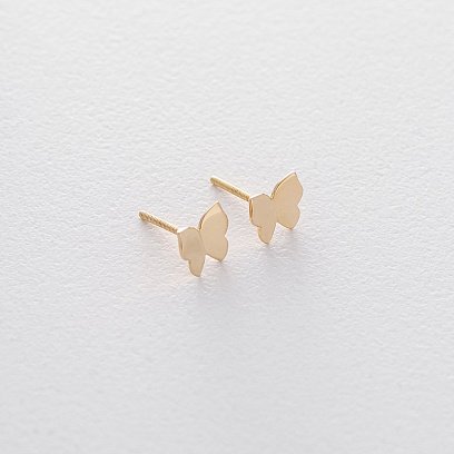 Золоті сережки-пусети з метеликами с06226 №4