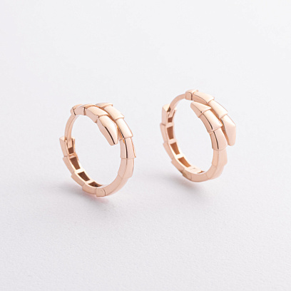 Серьги - кольца "Змеи" в красном золоте с09454