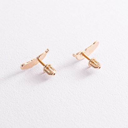 Золотые серьги - пусеты "Перышки" с07853 №3