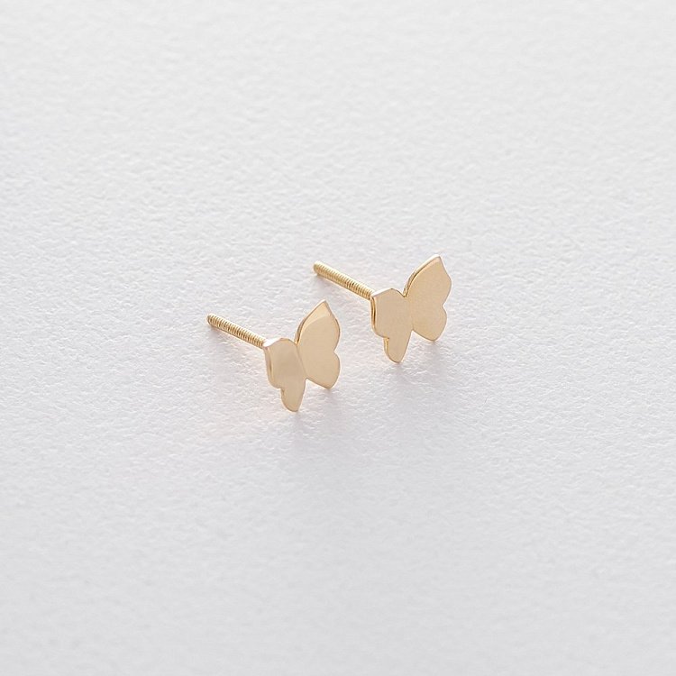 Золоті сережки-пусети з метеликами с06226 від ювелірного магазину Онікс - 3