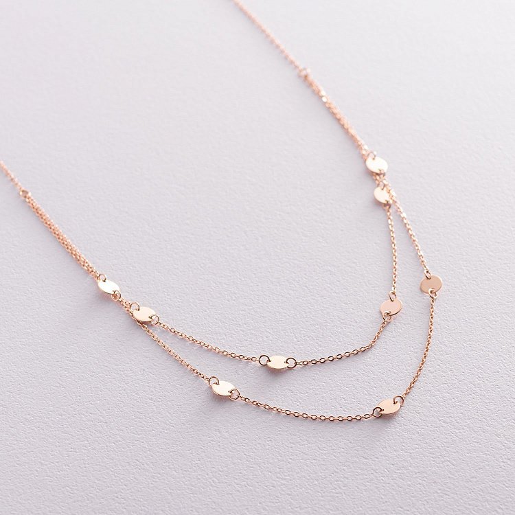 Колье с монетками в красном золоте 860401 от ювелирного магазина Оникс