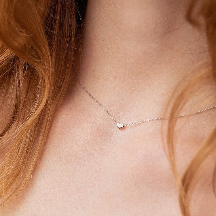 Колье "Сердечко" в белом золоте кол01771 от ювелирного магазина Оникс - 17