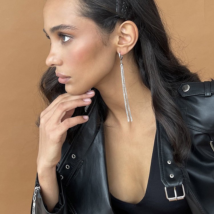 Золоті висячі сережки "Дощ" 480051B від ювелірного магазину Онікс - 1