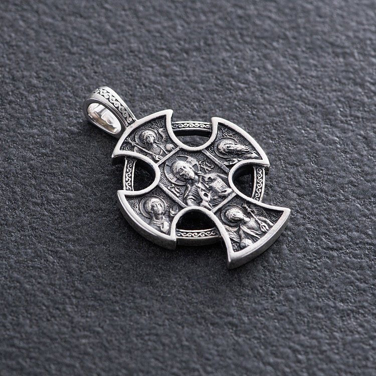 Срібний православний хрест (чорніння) 13091 від ювелірного магазину Онікс