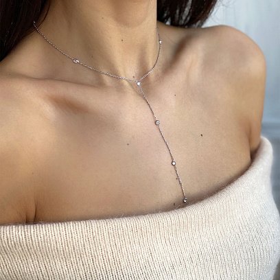 Серебряное колье с фианитами 18654 №4