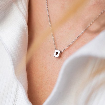 Серебряное колье с буквой "О" 1105 О №4