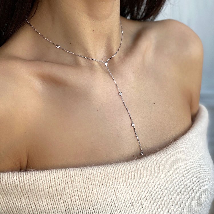 Серебряное колье с фианитами 18654 от ювелирного магазина Оникс - 3